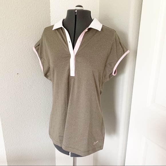 Nike Tops - Nike Golf Drifit brown collared shirt large
